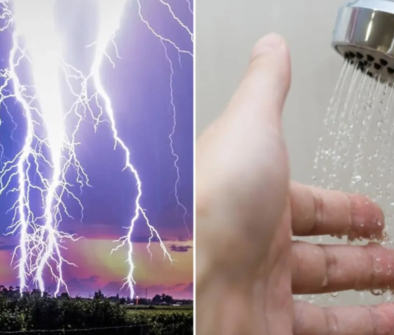 Why should you avoid showering, washing dishes, and doing laundry during a thunderstorm?