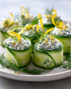 🥒 Cucumber Cannoli with Lemon-Dill Whipped Feta 🌿