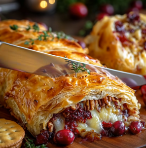 Holiday Cranberry Pecan Brie en Croûte
