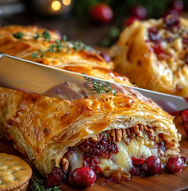 Holiday Cranberry Pecan Brie en Croûte