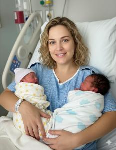 A woman, aged 53, gave birth to twins and later discovered they shared matching birthmarks with her son-in-law