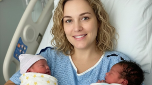 A woman, aged 53, gave birth to twins and later discovered they shared matching birthmarks with her son-in-law